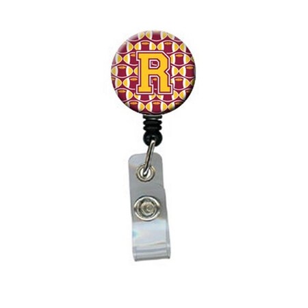 Carolines Treasures Letter R Football Maroon and Gold Retractable Badge Reel CJ1081-RBR